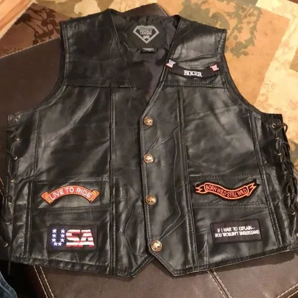Diamond plate buffalo leather vest sale